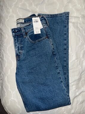 CURVE LOVE Abercrombie & Fitch Dark Marble Denim '90s Straight Mid-Rise Jeans